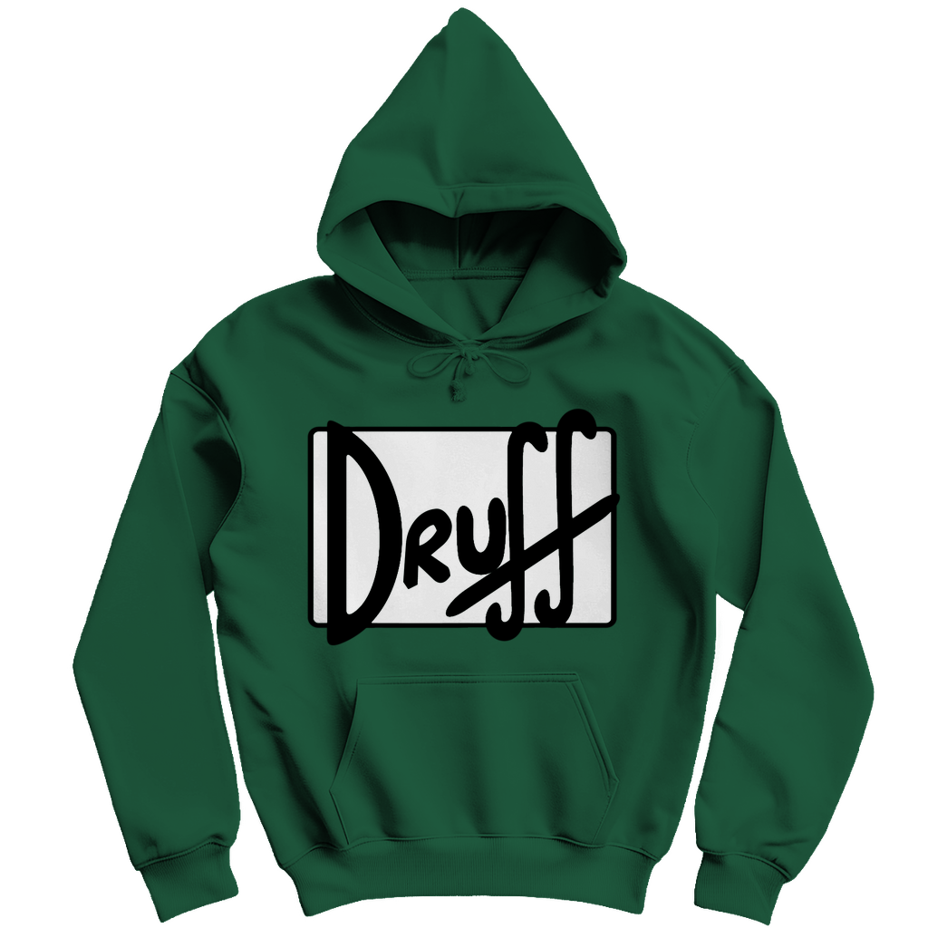 Herren Hoodie druﬀ – Bold Retro Logo Design im Cartoon-Style Bottle Green
