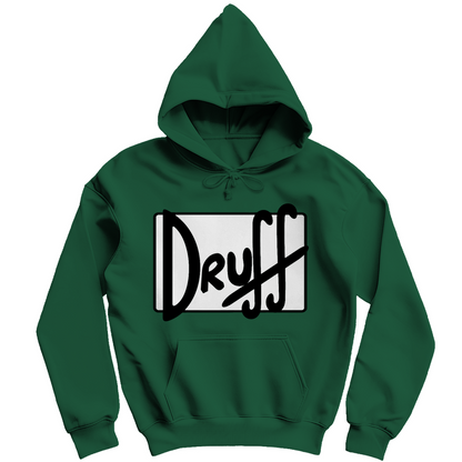 Herren Hoodie druﬀ – Bold Retro Logo Design im Cartoon-Style Bottle Green