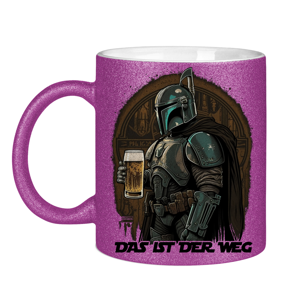 Das ist der Weg Mandalorianer Bier - Glitzertasse Purple Glitter