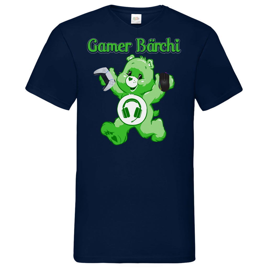 Gamer Bärchi - Glücksbärchi - Herren V-Neck Shirt Navy