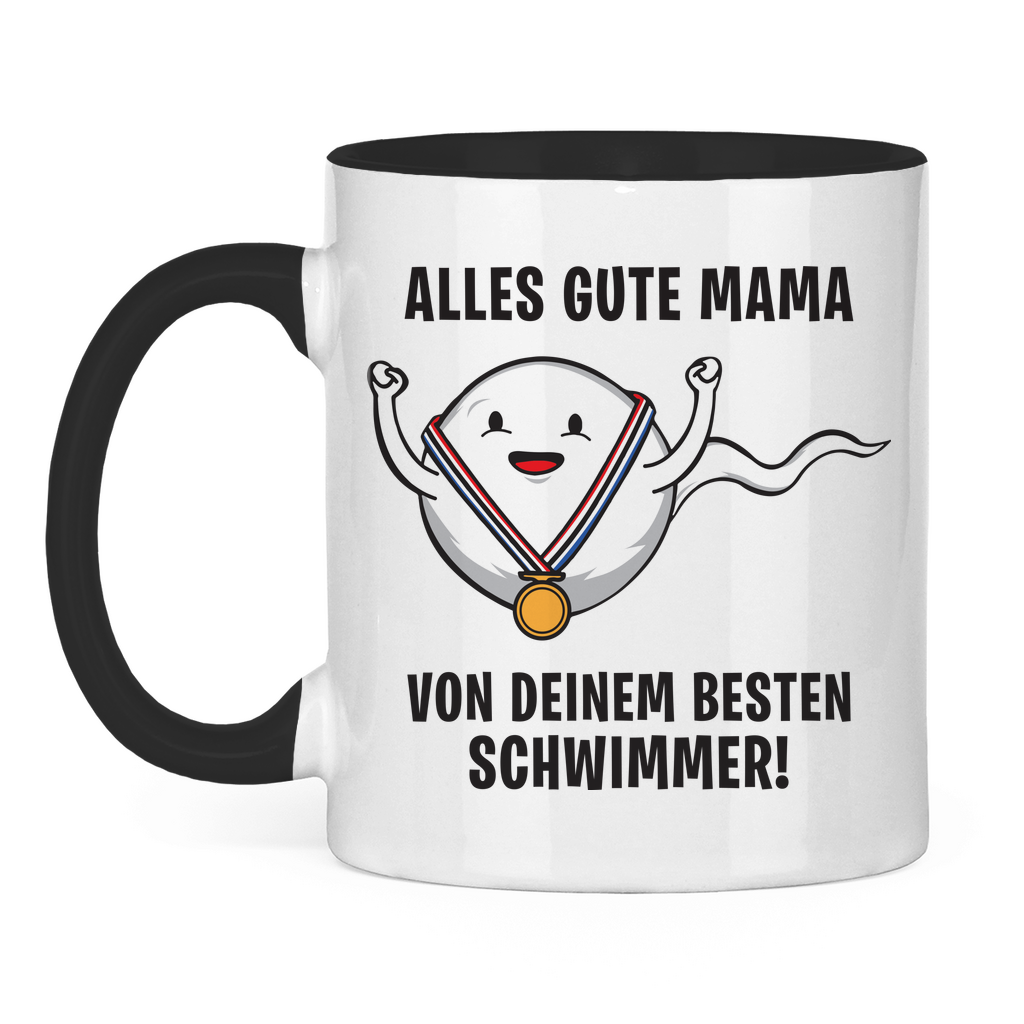 Alles gute Mama von deinem besten Schwimmer! - Tasse zweifarbig Black