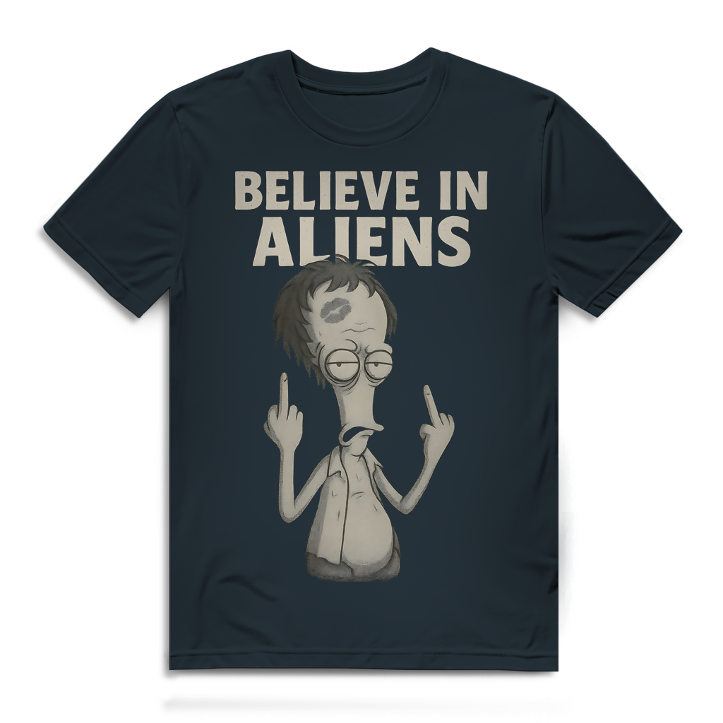 Roger Smith American Dad Believe in Aliens - Herren Premium Bio T-Shirt Dark Grey Solid
