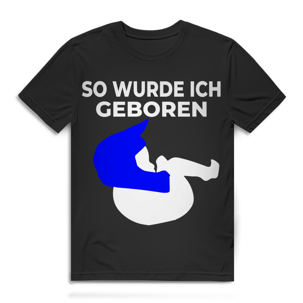 Lustiges Biker Shirt Herren – So wurde ich geboren Crosshelm Motiv Bio Baumwolle Black