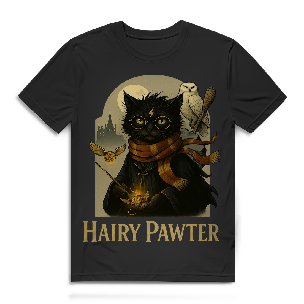 Hairy Pawter Harry Potter Katze - Herren Premium Bio T-Shirt Black
