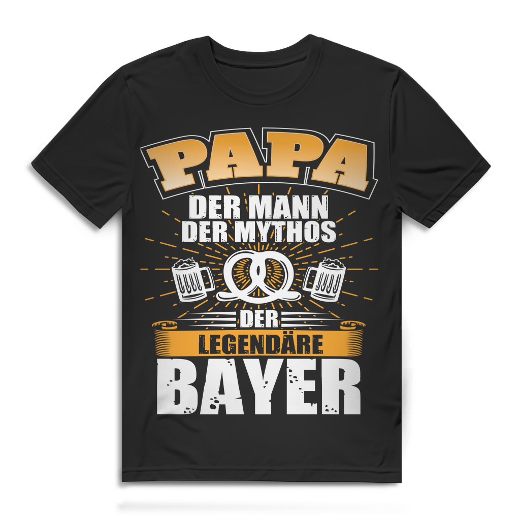 Lustiges Herren T-Shirt Bayern – Papa Brezn Bier Motiv Bio-Shirt legendäre Bayer Black