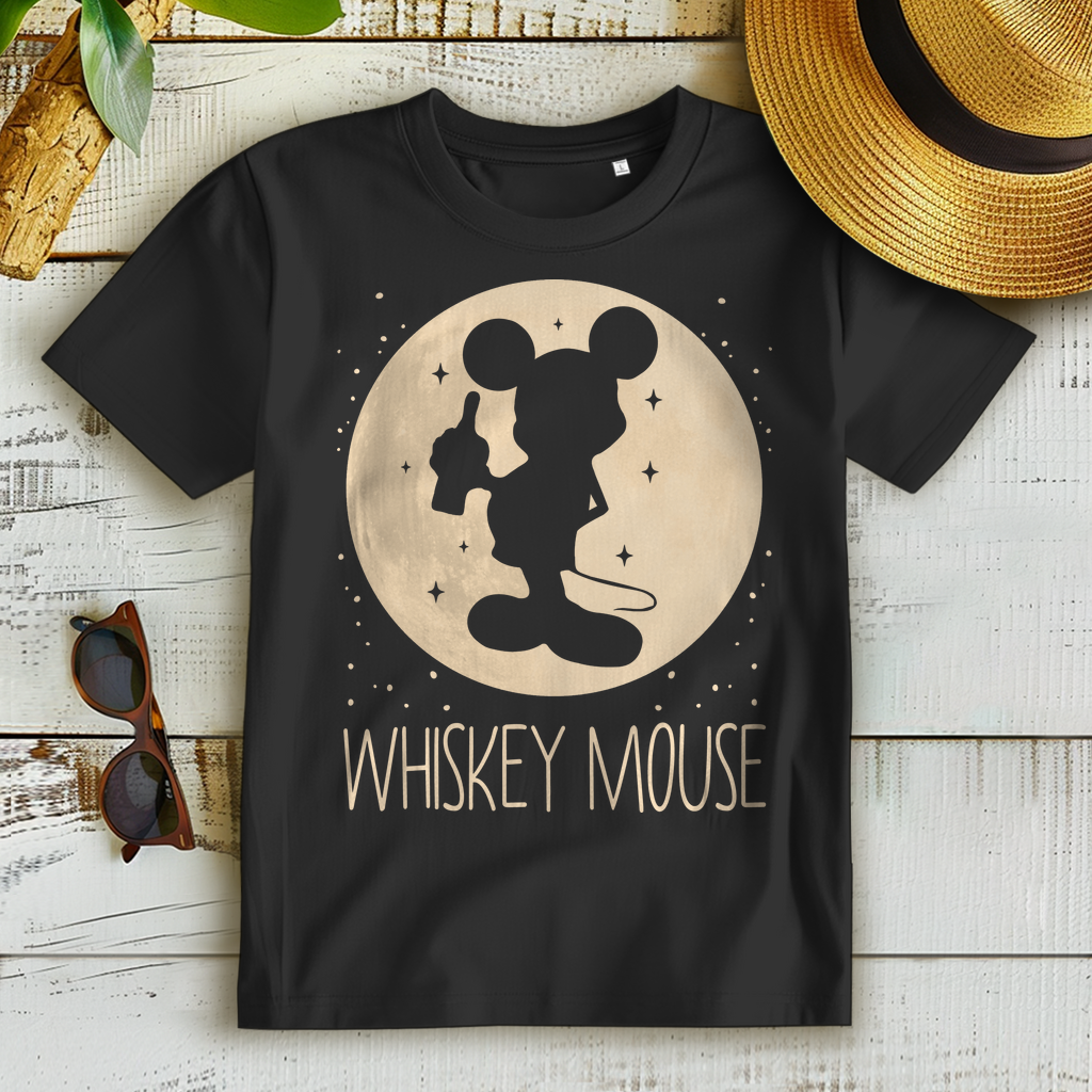 Whiskey Mouse Mond Maus - Damen Premium Bio T-Shirt Black