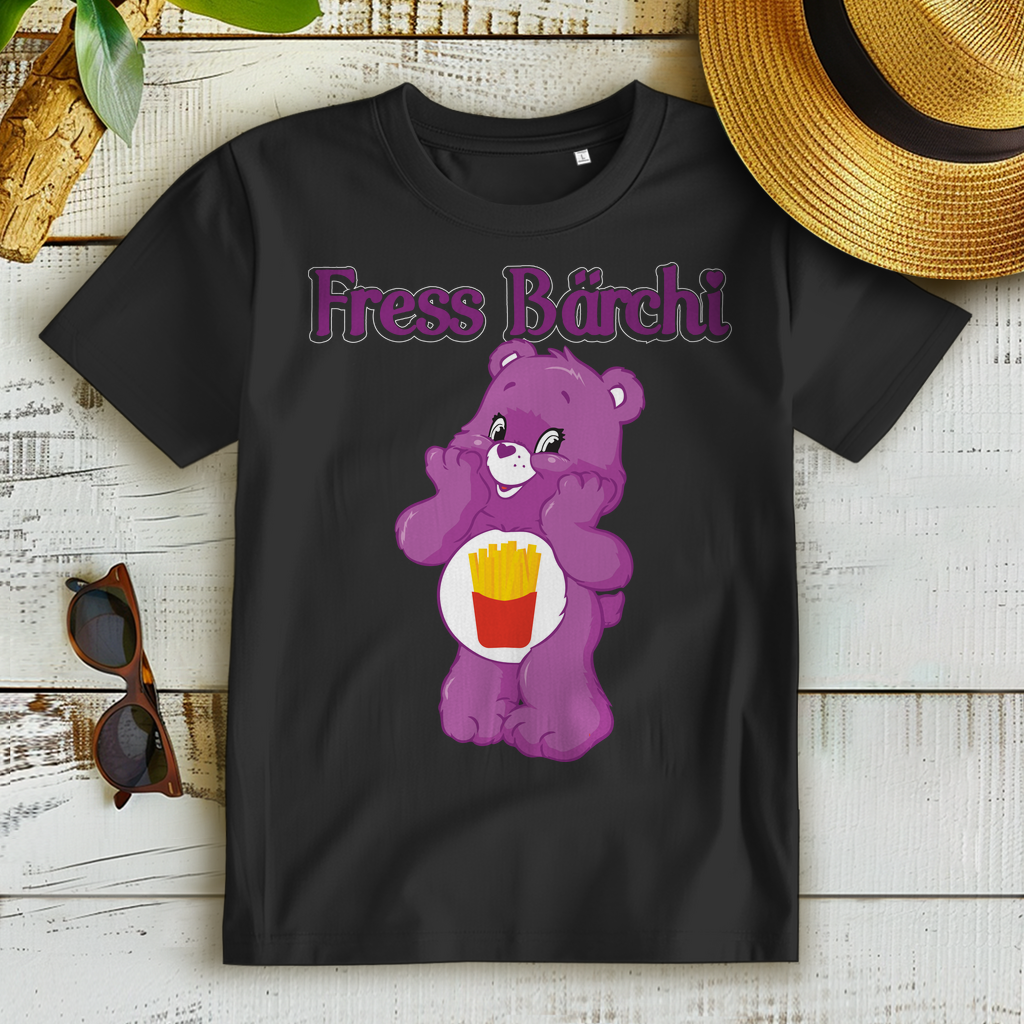 Fress Bärchi Shirt Damen – Lustige Glücksbärchi Parodie mit Pommes Food Queens