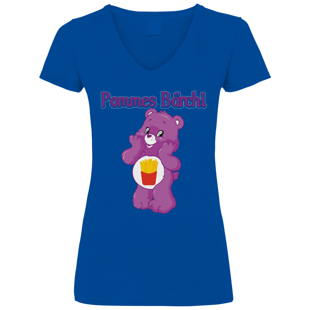 Pommes Bärchi - Glücksbärchi - V-Neck Damenshirt