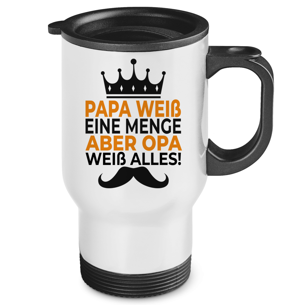 Papa weiß eine menge aber Opa weiß alles - Edelstahl-Thermobecher White One size
