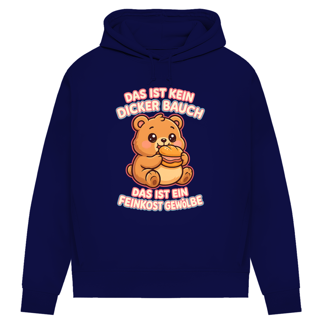 Damen Premium Bio Hoodie Das Ist Kein Dicker Bauch Das Ist Ein Feinkost Gewölbe Teddybär Navy Blue
