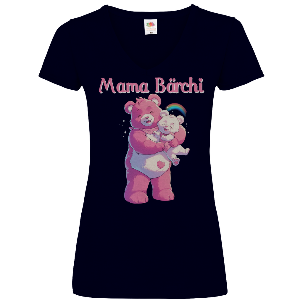 Mama Bärchi - Glücksbärchi - V-Neck Damenshirt