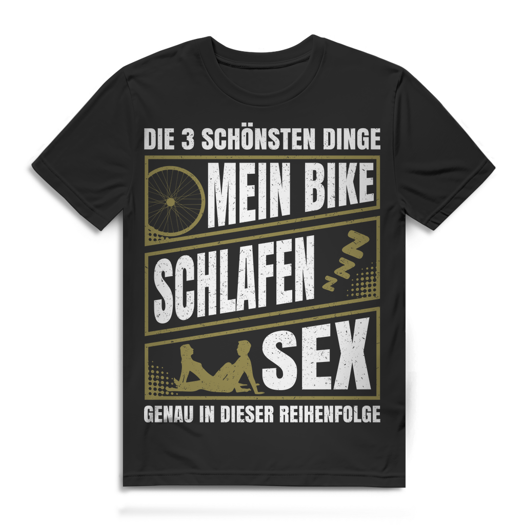Mein Bike Schlafen Sex Shirt – Lustiges Männer Fahrrad Spruch Shirt MTB Black