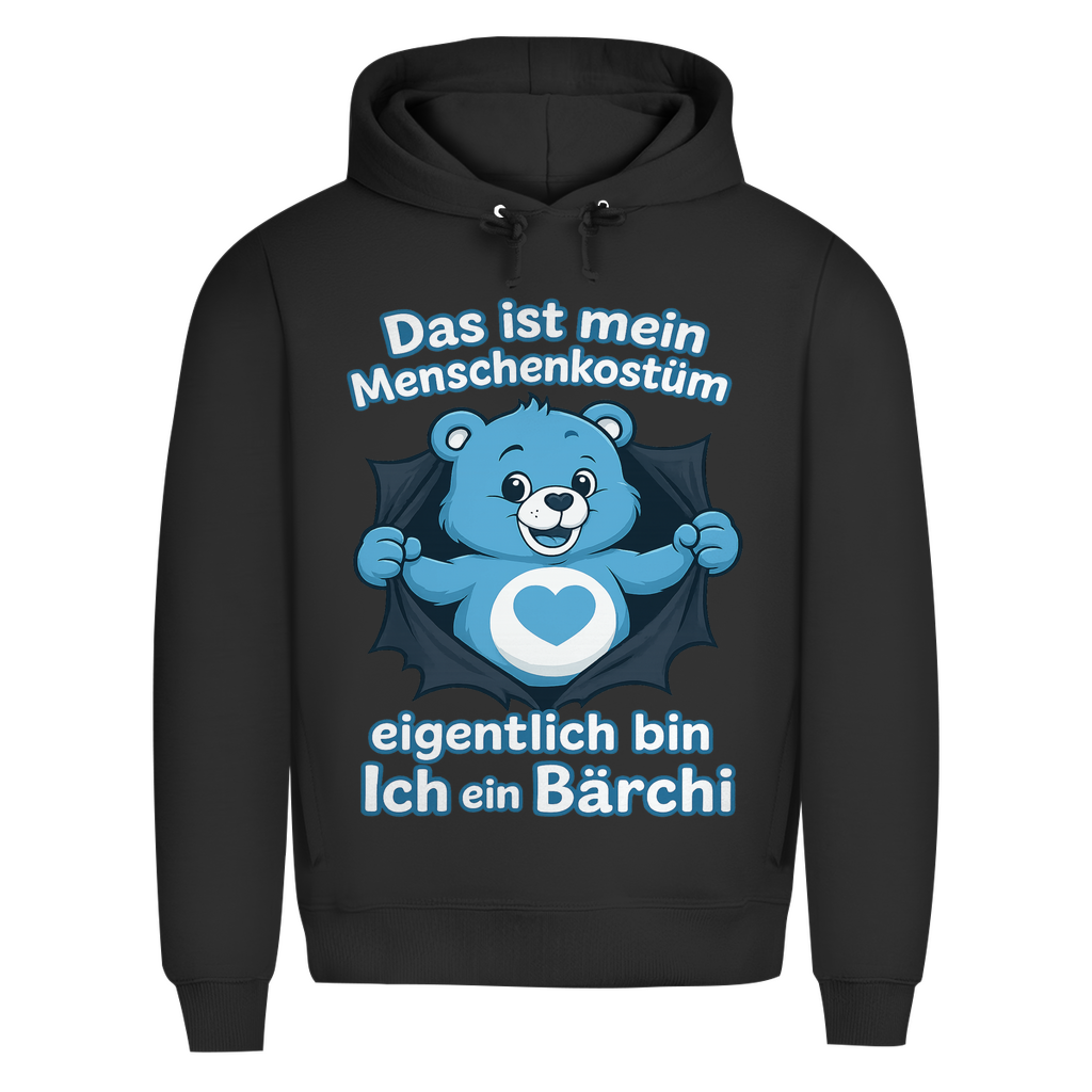 Herren Premium Bio Hoodie Menschenkostüm eigentlich bin ich ein Bärchi Black Pure