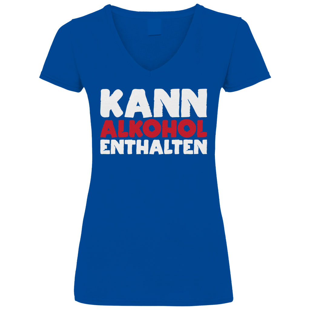 Kann Alkohol enthalten - V-Neck Damenshirt