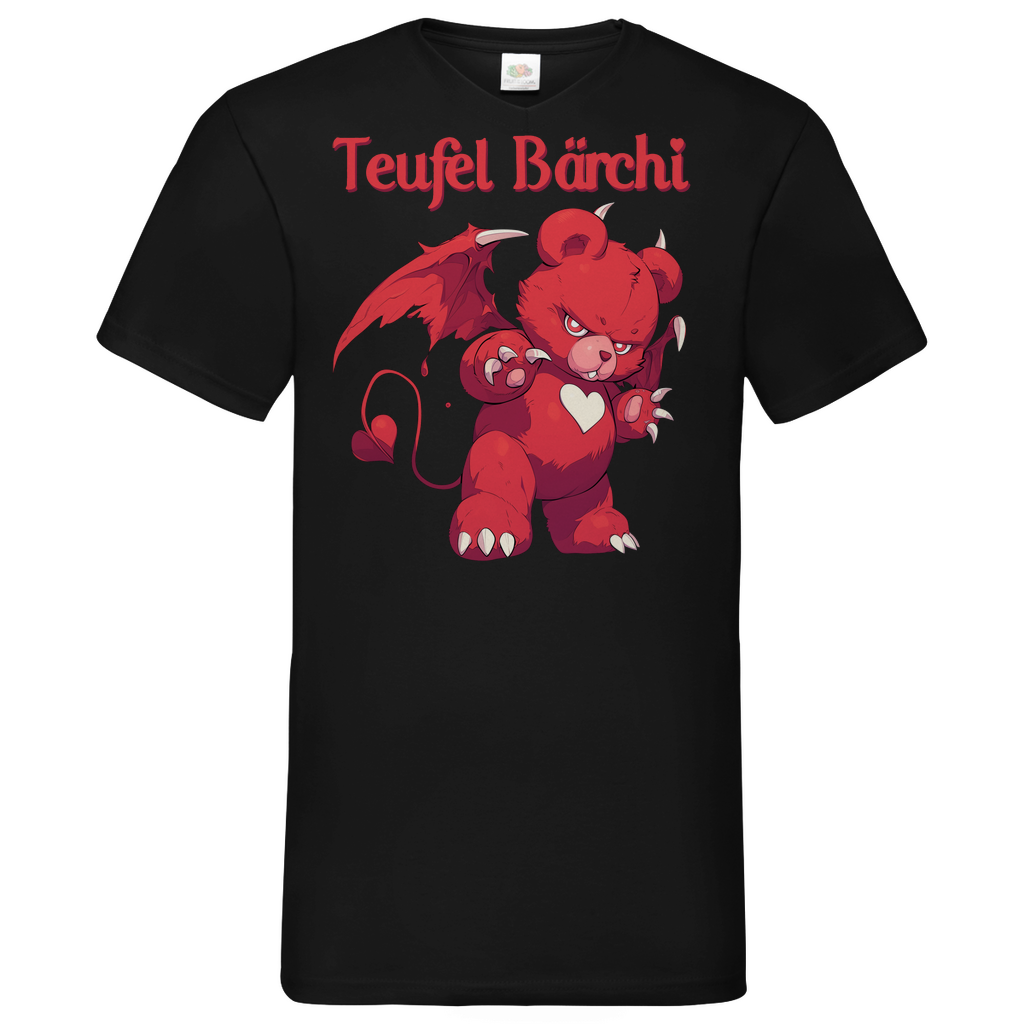 Teufel Bärchi - Glücksbärchi - Herren V-Neck Shirt Black