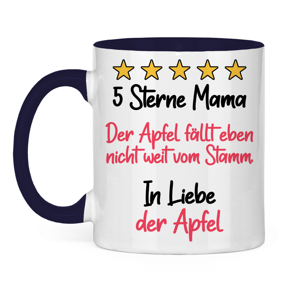 5 Sterne Mama in liebe der Apfel - Tasse zweifarbig