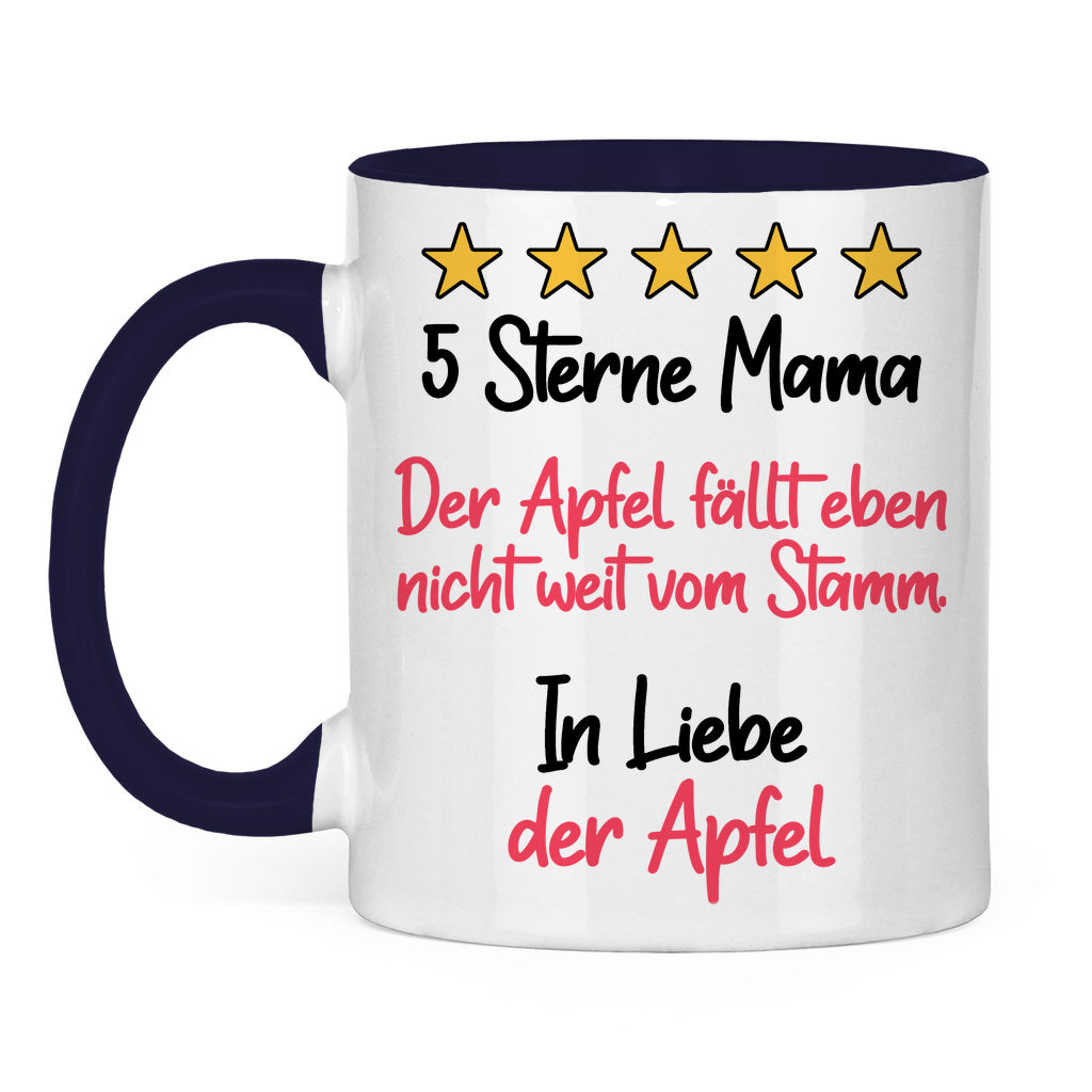 5 Sterne Mama in liebe der Apfel - Tasse zweifarbig Navy