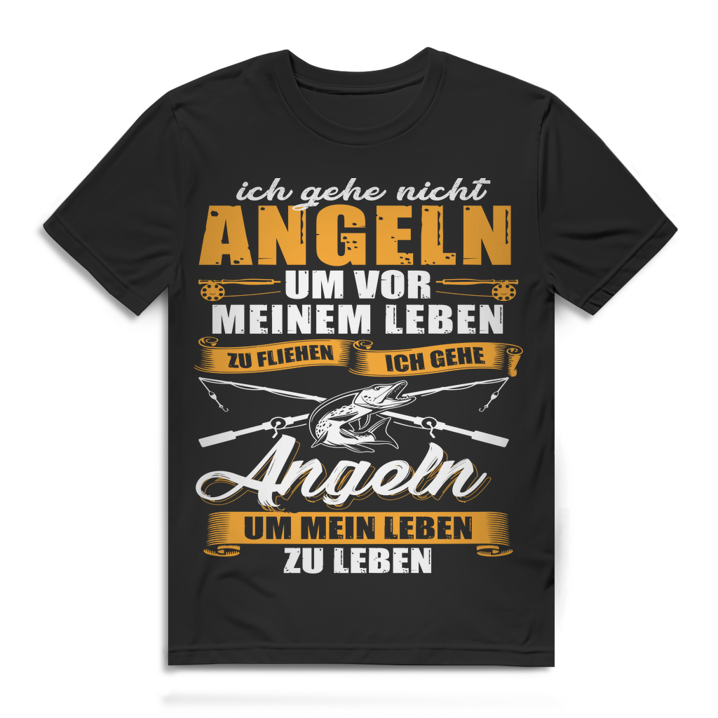 Herren Premium Bio T‑Shirt – Ich gehe Angeln um mein Leben zu leben Statement Black