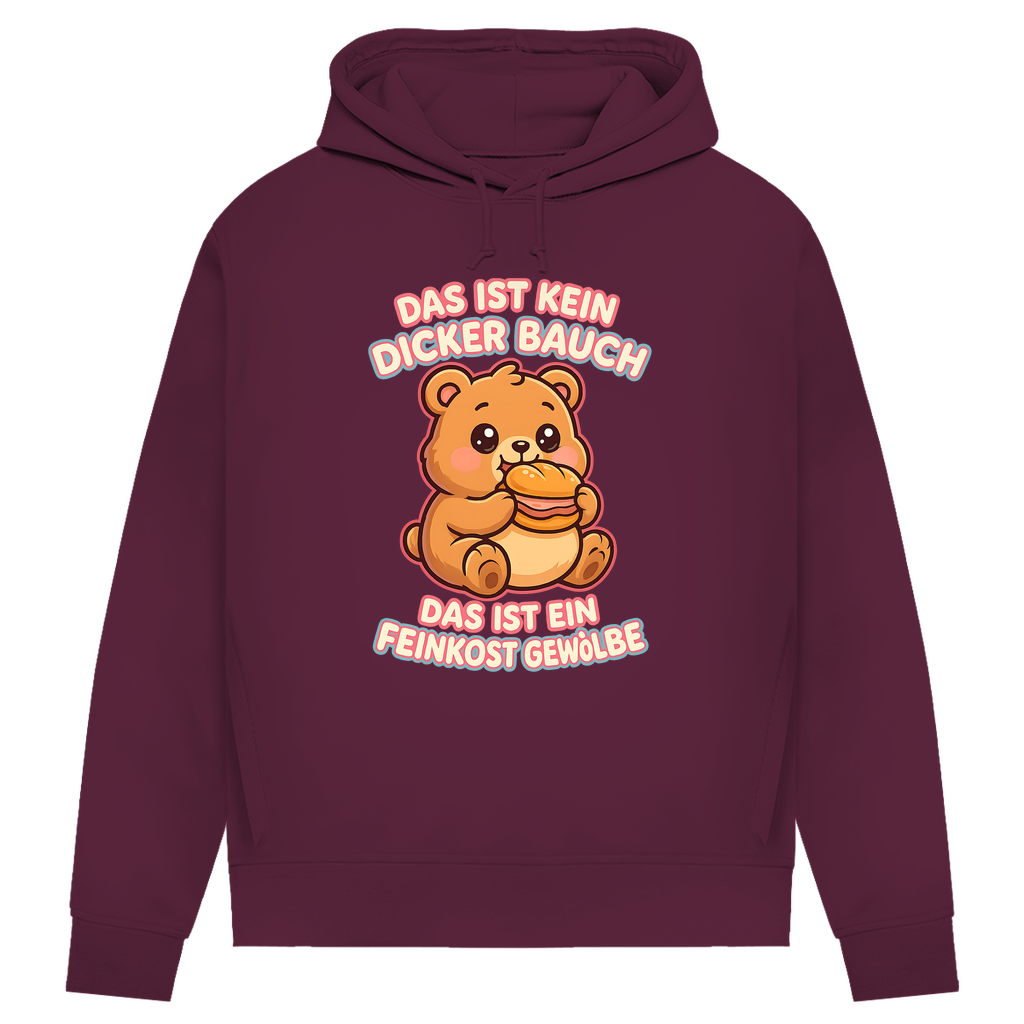 Damen Premium Bio Hoodie Das Ist Kein Dicker Bauch Das Ist Ein Feinkost Gewölbe Teddybär Burgundy