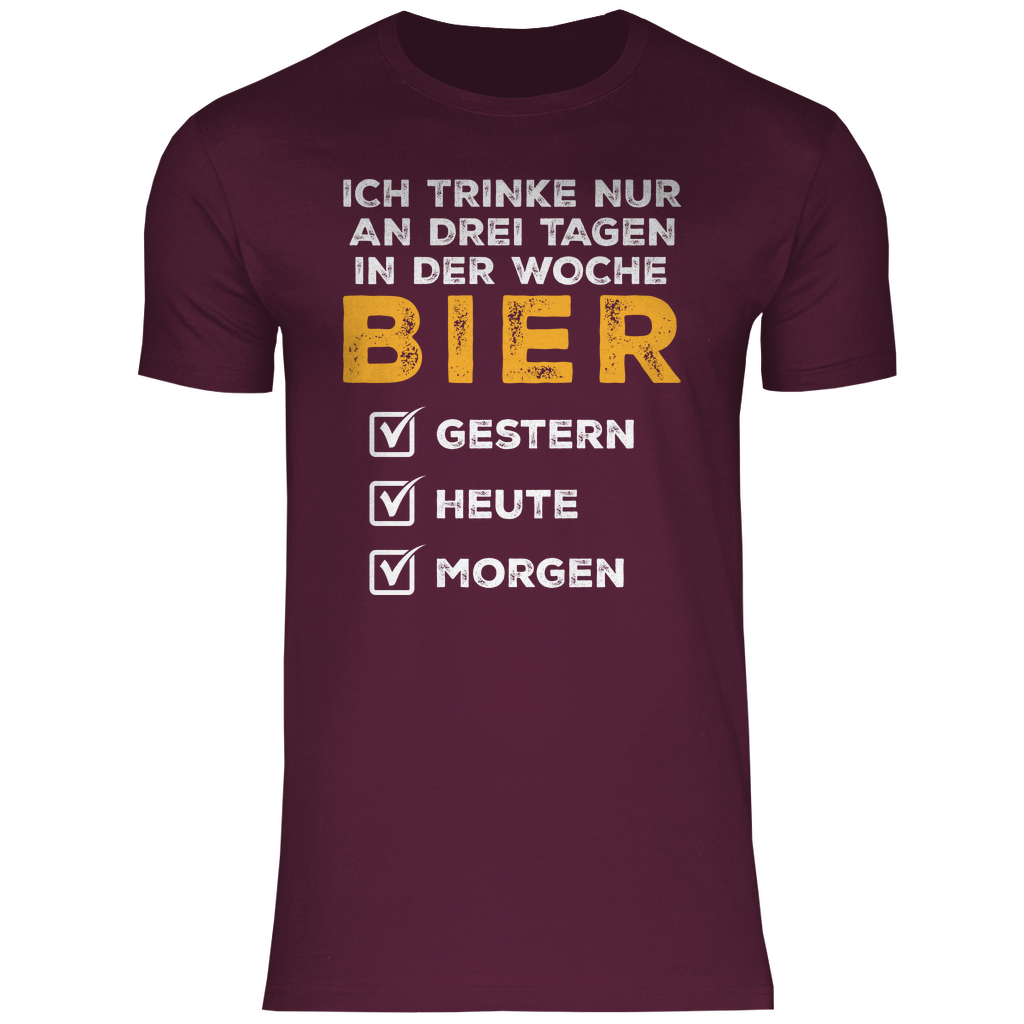 Ich trinke nur an drei Tagen in der Woche Bier - Herren Shirt Burgundy