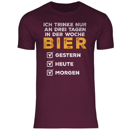 Ich trinke nur an drei Tagen in der Woche Bier - Herren Shirt Burgundy