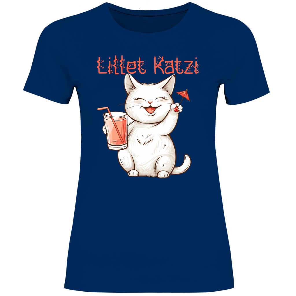 Lillet Katzi Katze - Damenshirt Navy