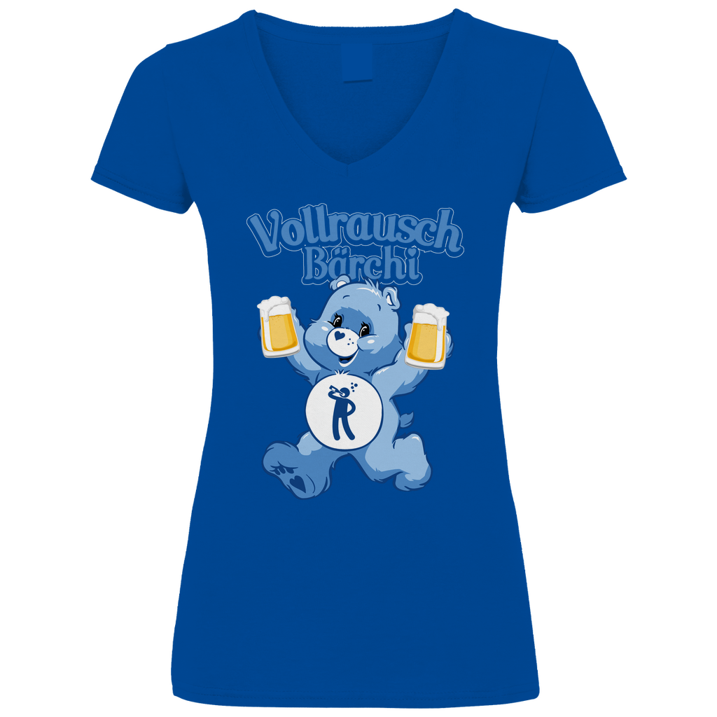 Vollrausch Bärchi - Glücksbärchi - V-Neck Damenshirt Royal Blue XL