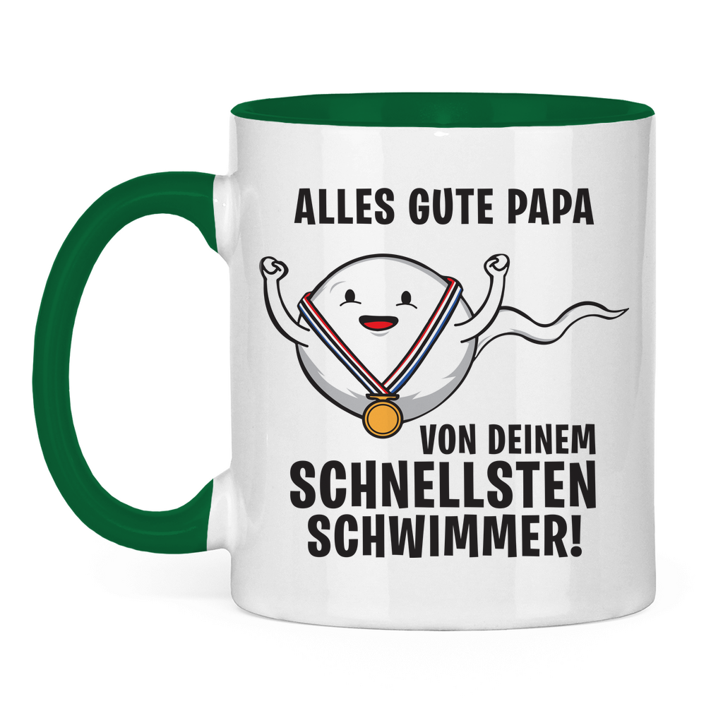 Alles gute Papa von deinem schnellsten Schwimmer! - Tasse zweifarbig Green