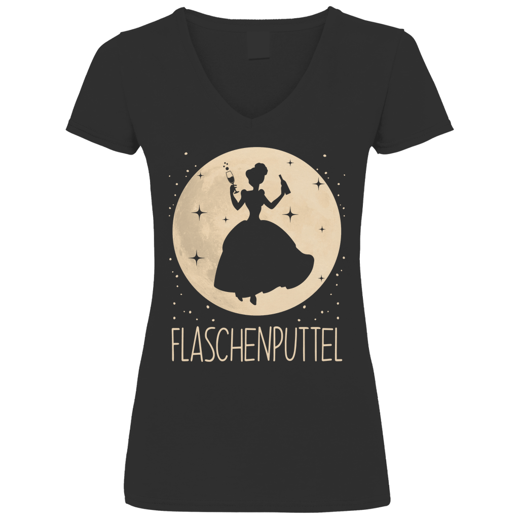 Mond Prinzessin - Flaschenputtel - V-Neck Damenshirt