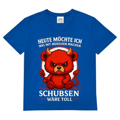 Heute möchte ich was mit Menschen machen Schubsen wäre toll Herren V-Neck T-Shirt Royal Blue