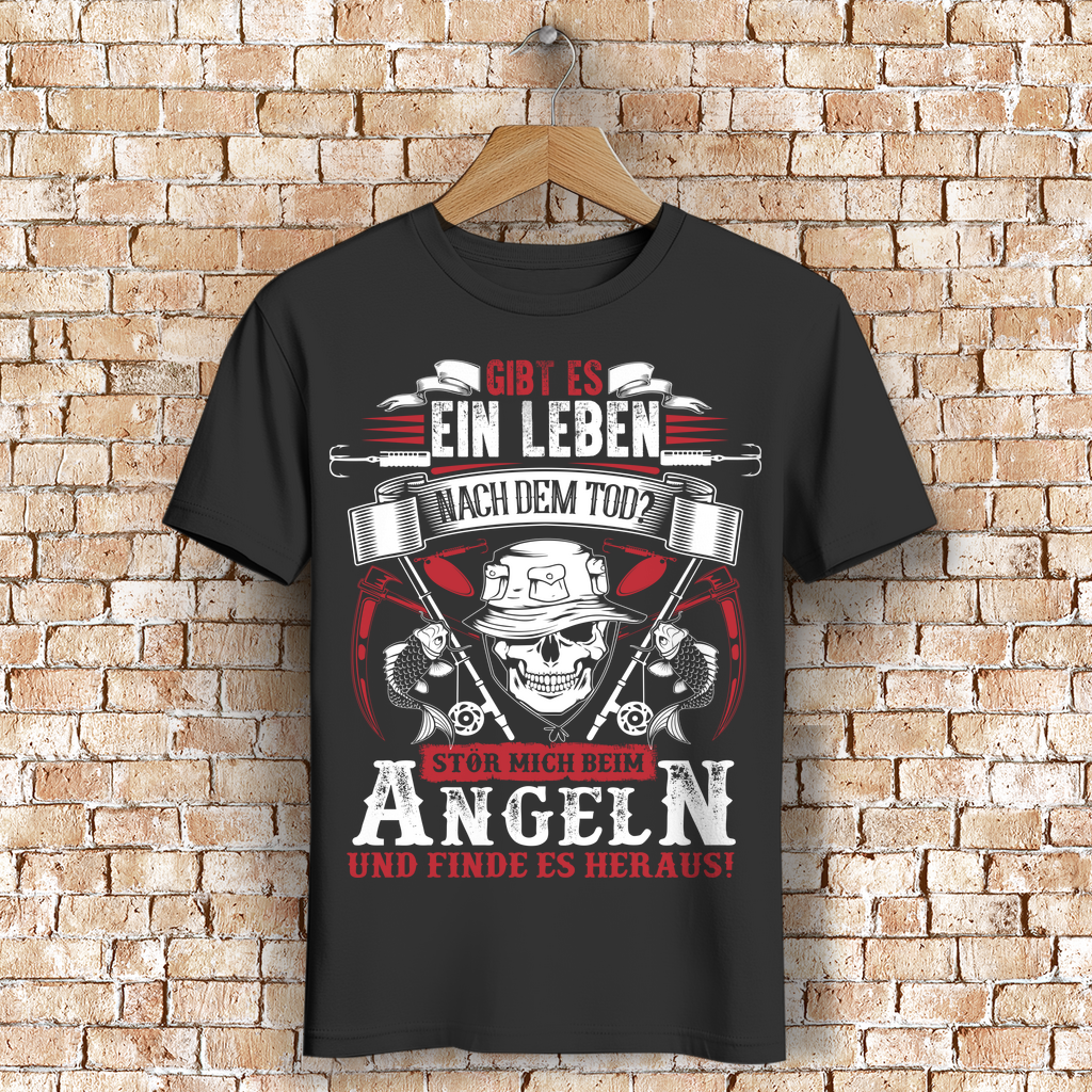 Lustiges Angler Shirt – Stör mich beim Angeln – Skull Design für Fischer