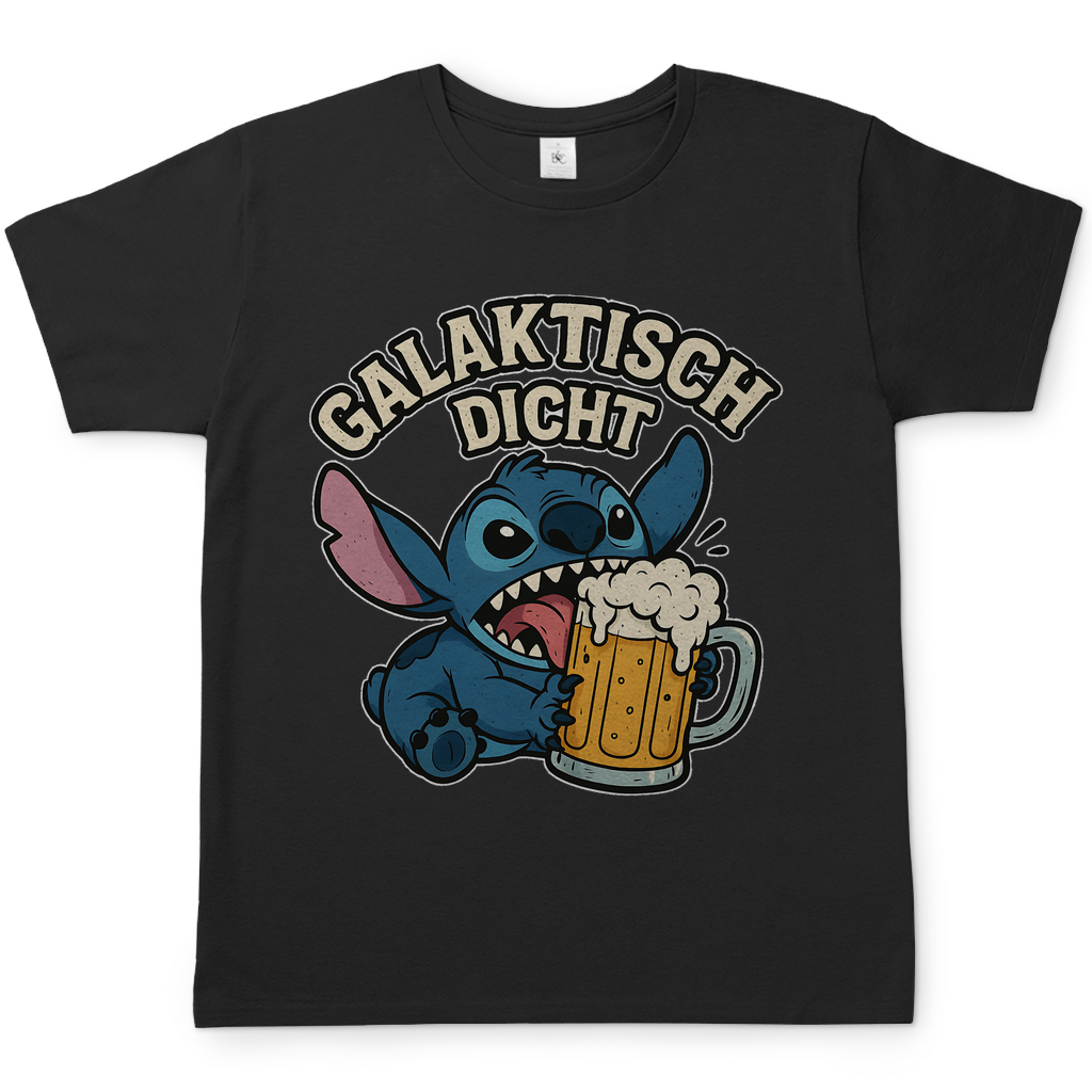 Stitch Galaktisch Dicht Bier Alien - Herren T-Shirt Black