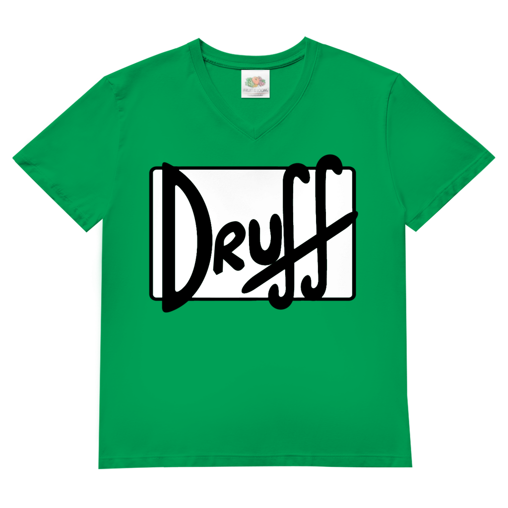 Herren V-Neck T-Shirt druﬀ – Bold Retro Logo Design im Cartoon-Style Kelly Green