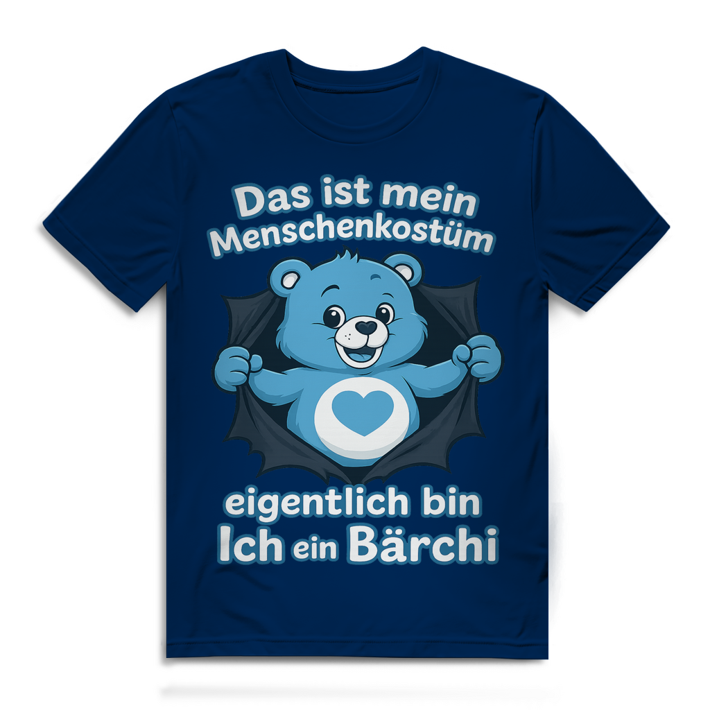 Herren Premium Bio T-Shirt Menschenkostüm eigentlich bin ich ein Bärchi Navy