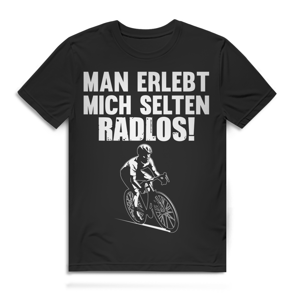 Lustiges Herren Bio T-Shirt Man erlebt mich selten radlos Fun Fahrrad MTB Black