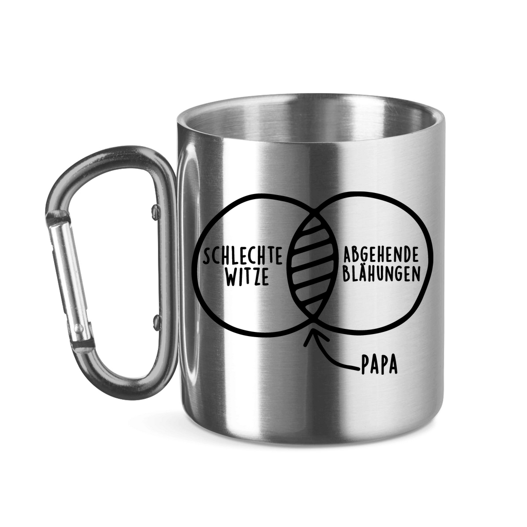 Papa schlechte Witze abgehende Blähungen - Edelstahltasse mit Karabinergriff Silver 11 oz.