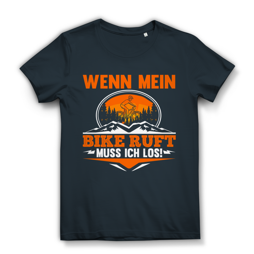 Fahrrad Fun Shirt Damen – Mountainbike Spruch Wenn mein Bike ruft muss ich los Dark Grey