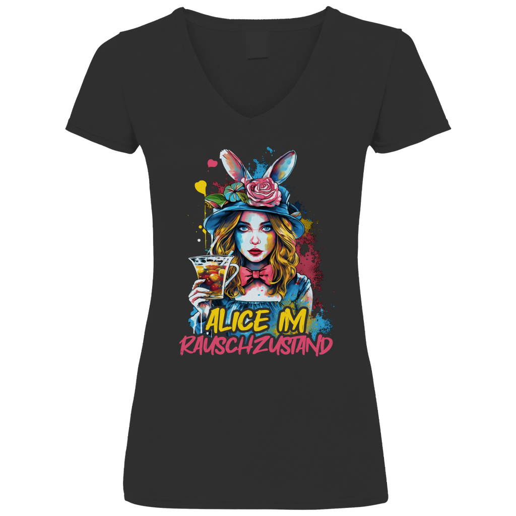 Alice im Rauschzustand Bunt - V-Neck Damenshirt