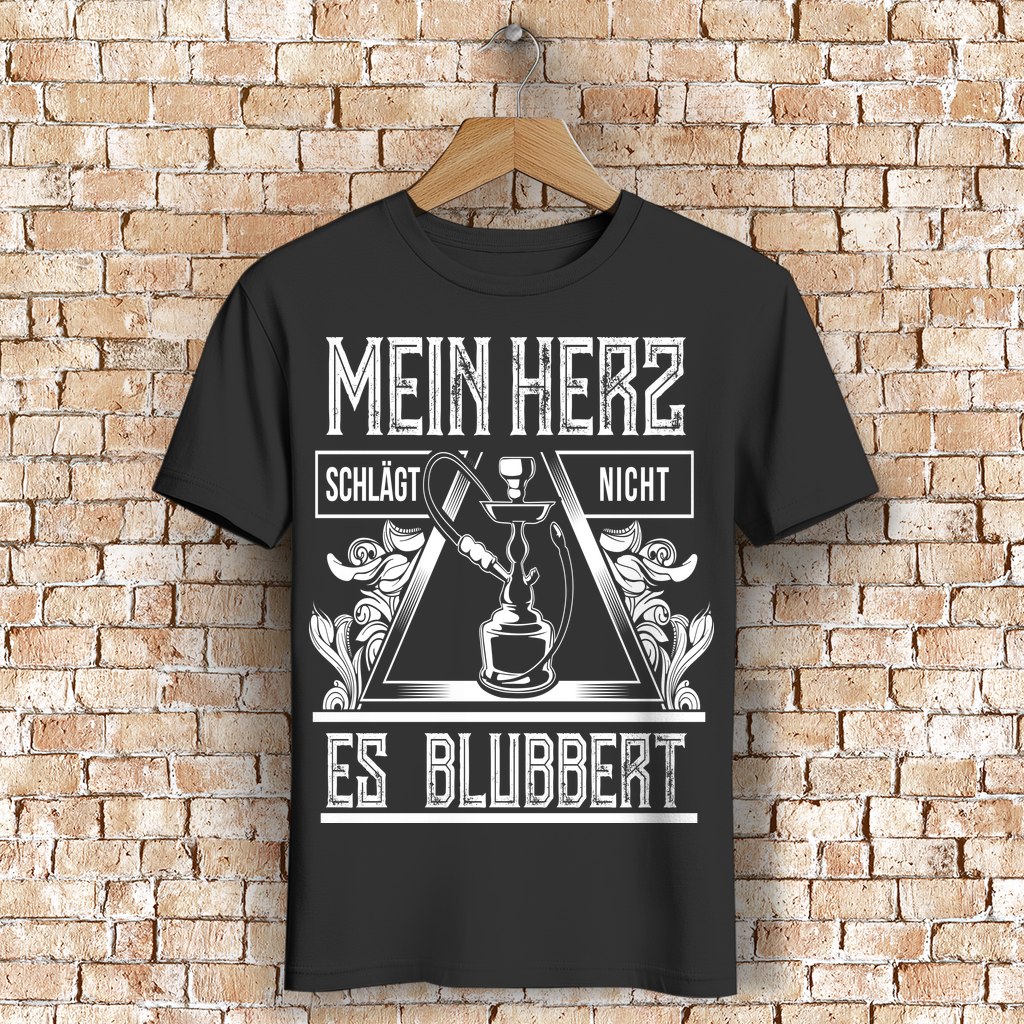 Witziges Shisha T-Shirt Herren – Mein Herz schlägt nicht es blubbert – Bio Baumwolle