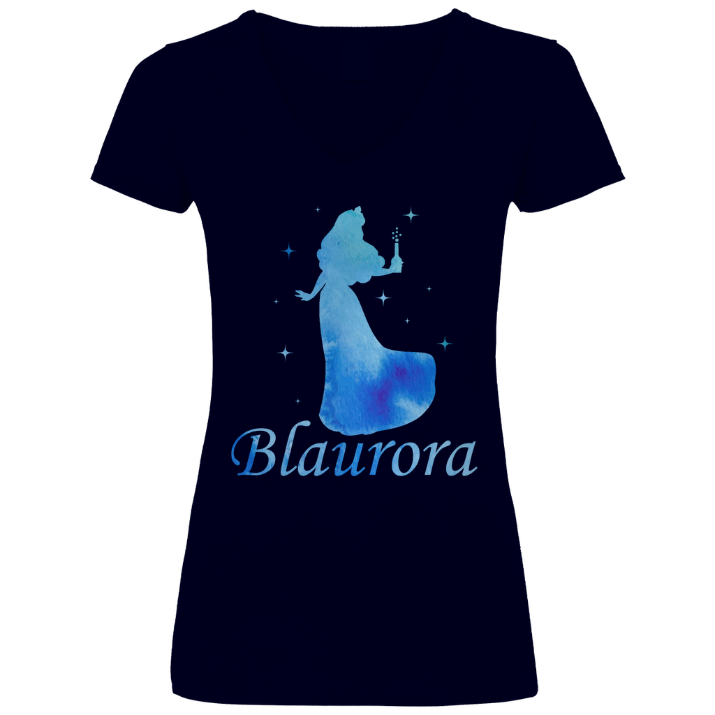 Blaurora - Prinzessin Aquarell - V-Neck Damenshirt