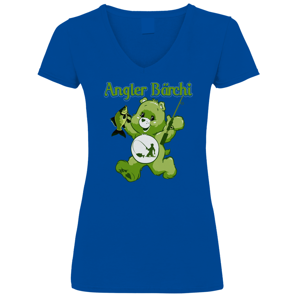 Angler Bärchi - Glücksbärchi - V-Neck Damenshirt Royal Blue XL