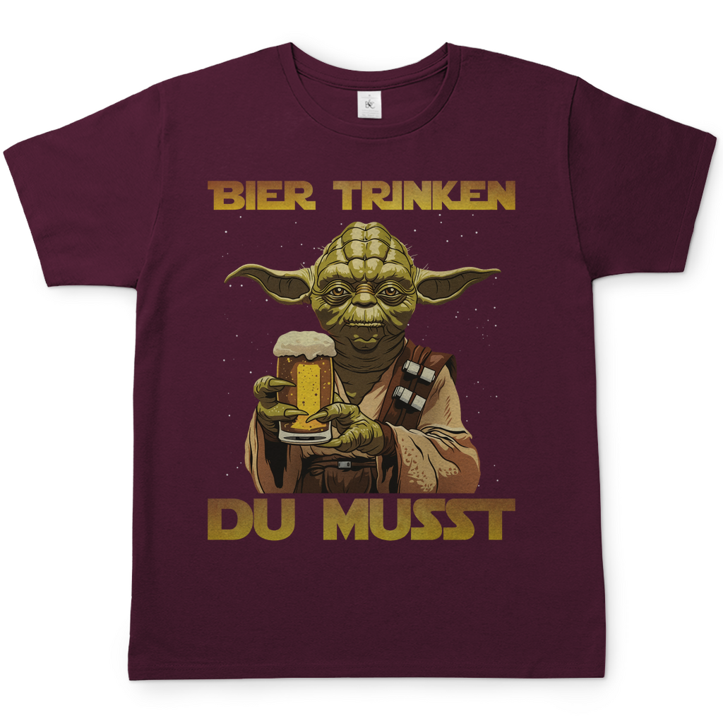 Bier trinken du musst - Yoda Star Wars - Herren Shirt Burgundy