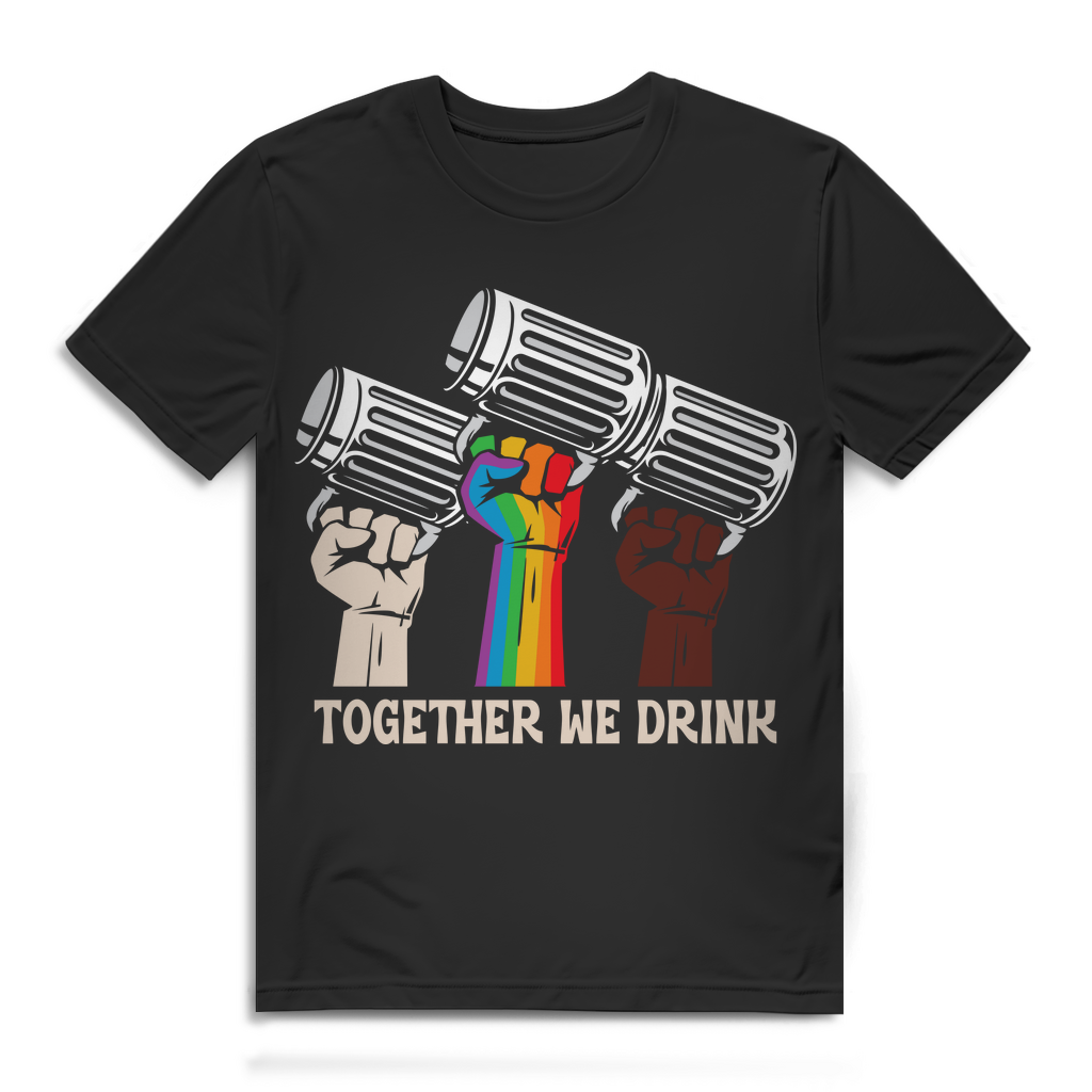 Herren T-Shirt Together We Drink Bier Shirt Bio Baumwolle Black
