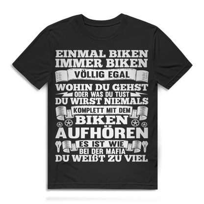 Herren Mountainbike Shirt Einmal Biken immer Biken Fun Spruch Bio Baumwolle