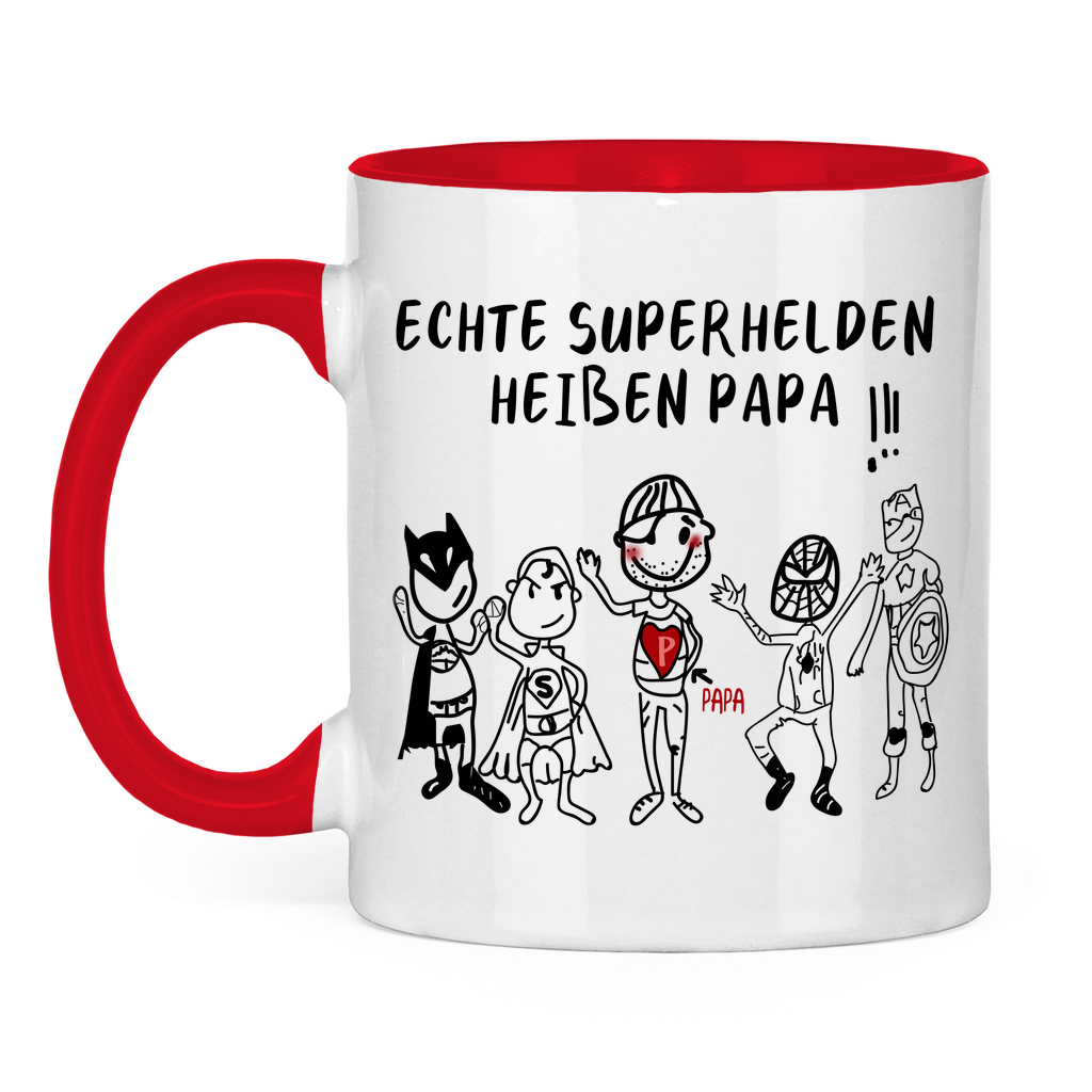 Echte Superhelden heißen Papa! - Tasse zweifarbig