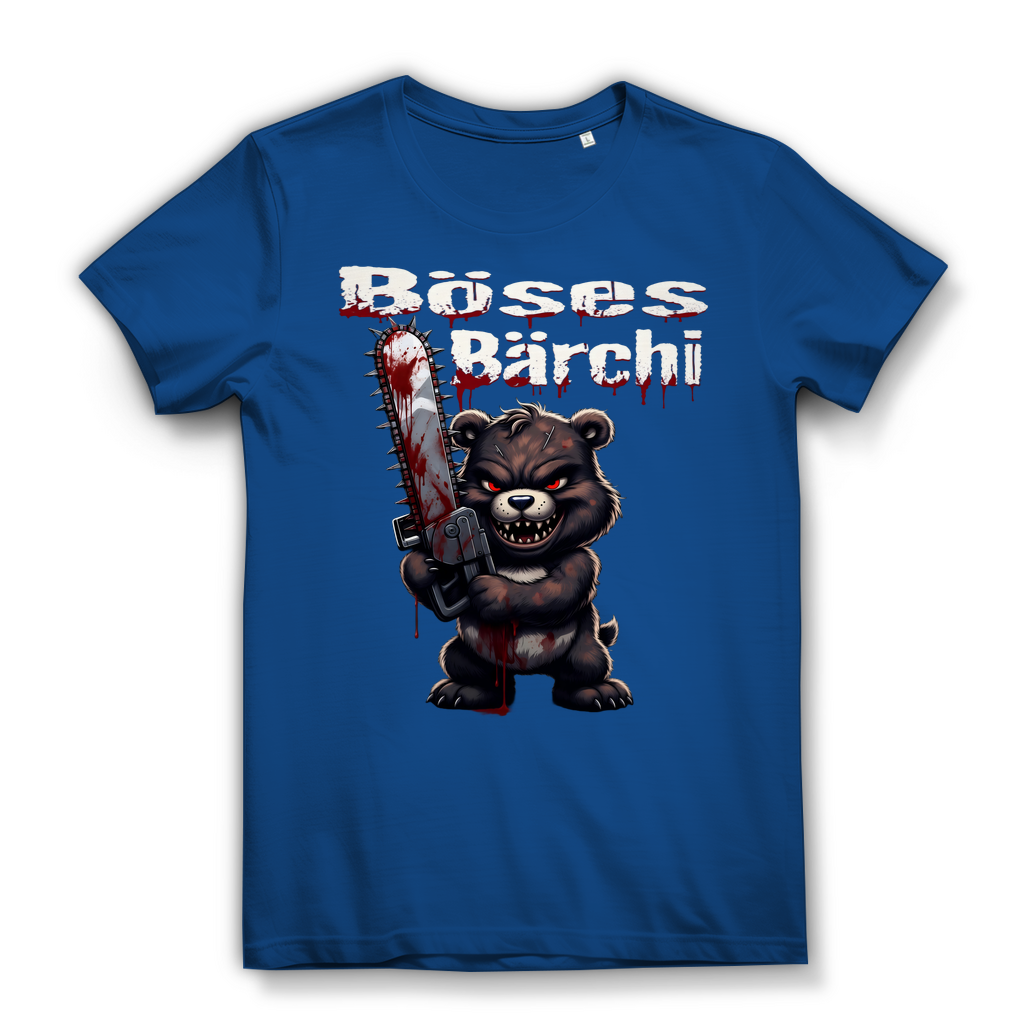Böses Bärchi Kettensäge Damen Premium Bio T-Shirt Royal Blue