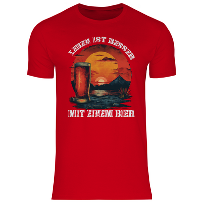 Leben ist besser mit einem Bier - Herren Shirt Red