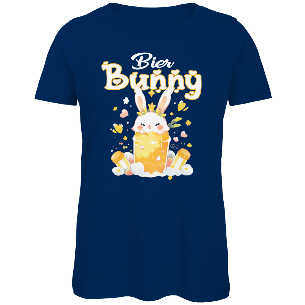 Bier Bunny Hase - Damen Premium Bio T-Shirt Navy