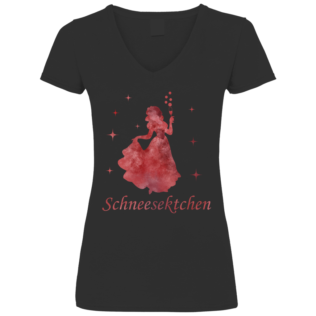 Schneesektchen - Prinzessin Aquarell - V-Neck Damenshirt