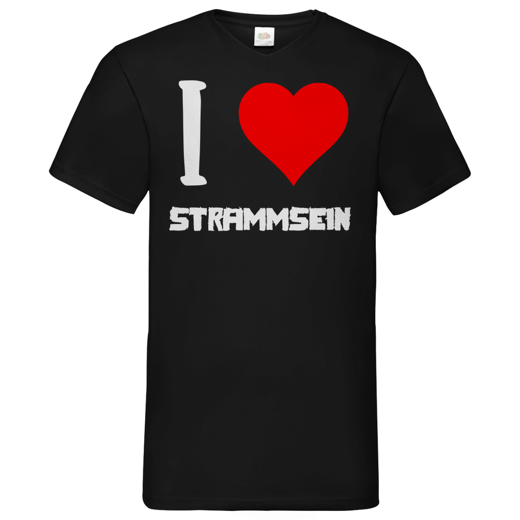 I love Strammsein - Herren V-Neck Shirt Black